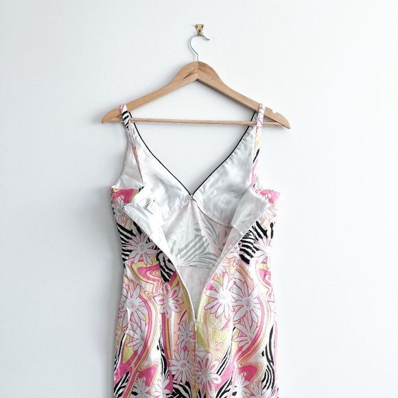 Lori Ann Montreal Summer Sun Dress Sleeveless Sexy V Neck Floral Pink Women's 10 - Picture 3 of 7